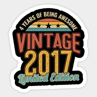 4th Birthday Outfit 4 Years of being Awesome 2017 Sticker